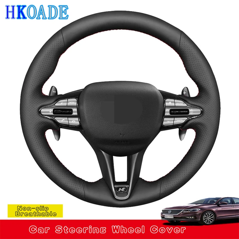 

Customize DIY Genuine Leather Steering Wheel Cover For Hyundai Veloster N 2019 2020 2021 i30 N 2018 2019 2020 Car Interior