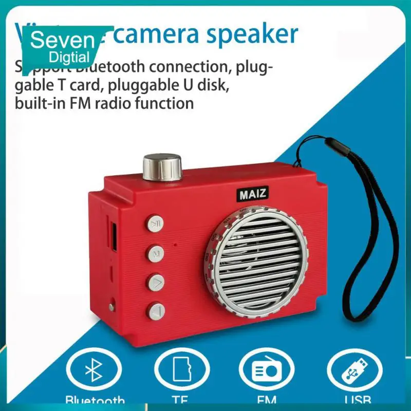 

Fm Outdoor Audio Led Atmosphere Lamp Subwoofer Card Loud Subwoofer Small Retro Camera Modeling Speaker Stereo Charging