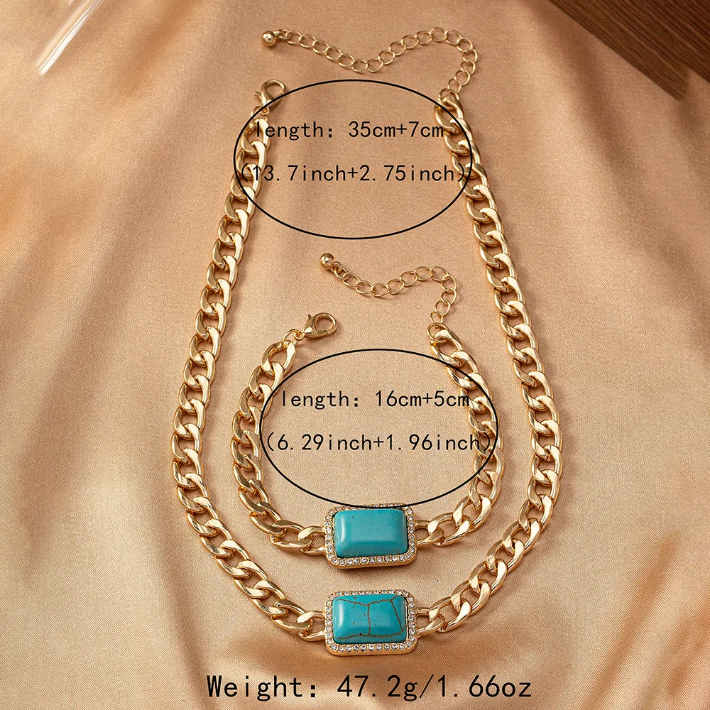 Женское геометрическое ожерелье браслет с бирюзой аксессуары для праздника CS022