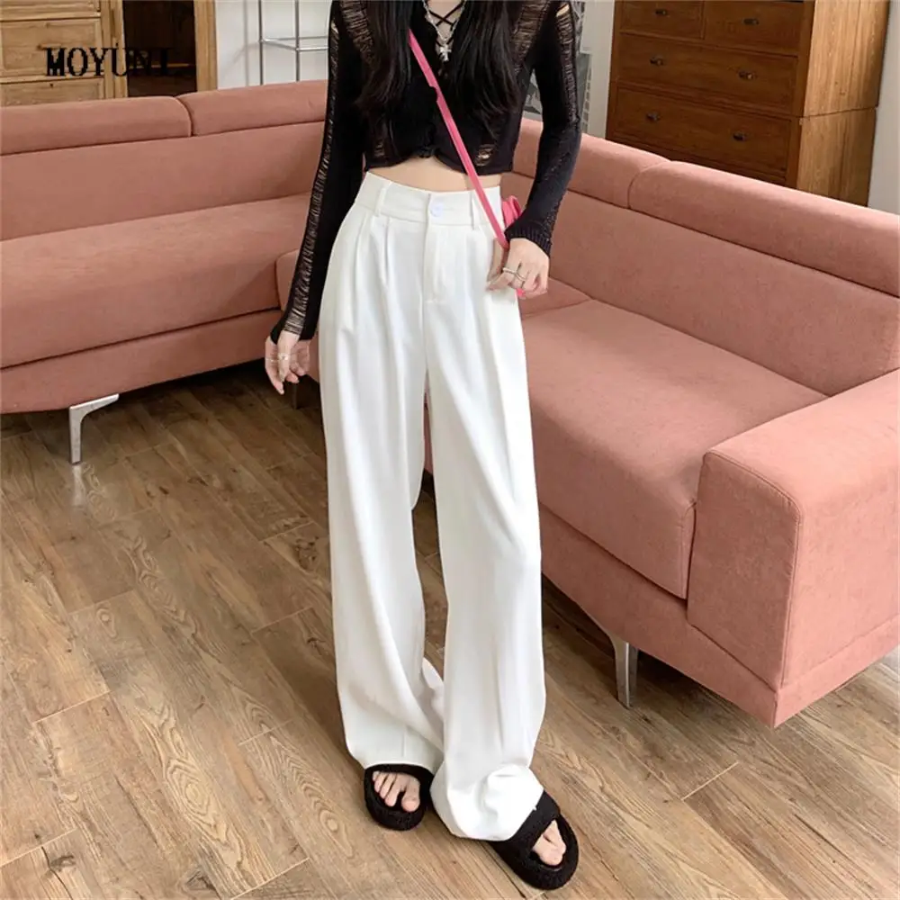 

MOYUNI милые однотонные женские брюки 2022 офисная одежда женская облегающая Новая Универсальная свободная шикарная Повседневная Уличная одеж...