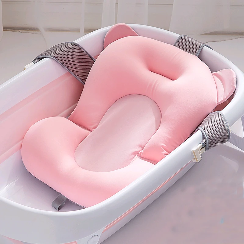 

Baby Shower Bath Tub Pad Non-Slip Bathtub Seat Support Mat Newborn Safety Security Bath Support Cushion Foldable Soft Pillow