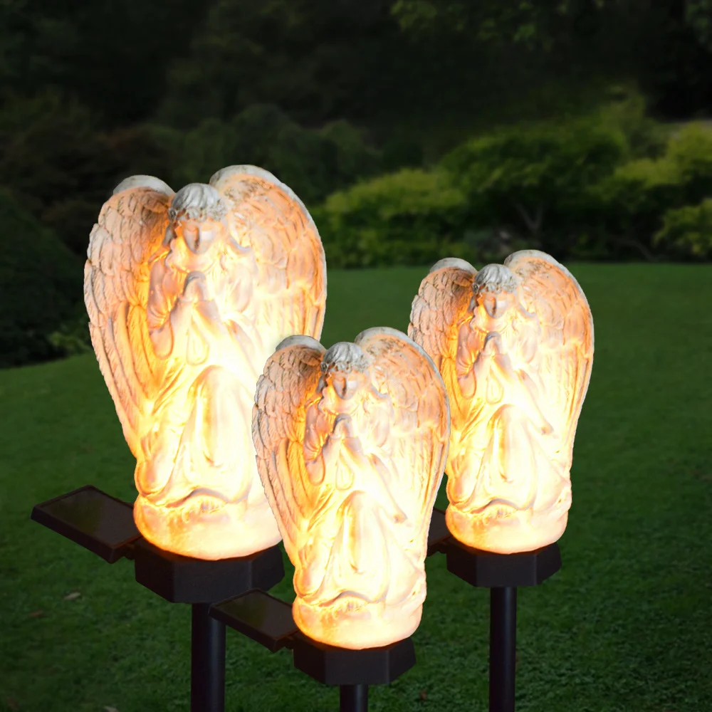 

Solar Angel Lights Outdoor Garden Decoration Landscape Housewarming Gift Cemetery Led Stake Lawn Yard Patio Solar Night Lamp