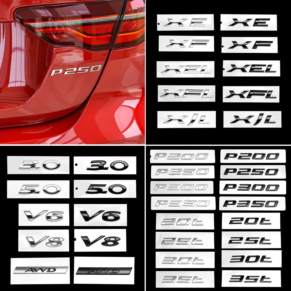 

3D ABS Car Styling Rear Trunk Sticker for Jaguar XE XF XEL XFL XJL 3.0 5.0 V6 V8 AWD P200 P250 P300 P350 20T 25T 30T 35T Emblem