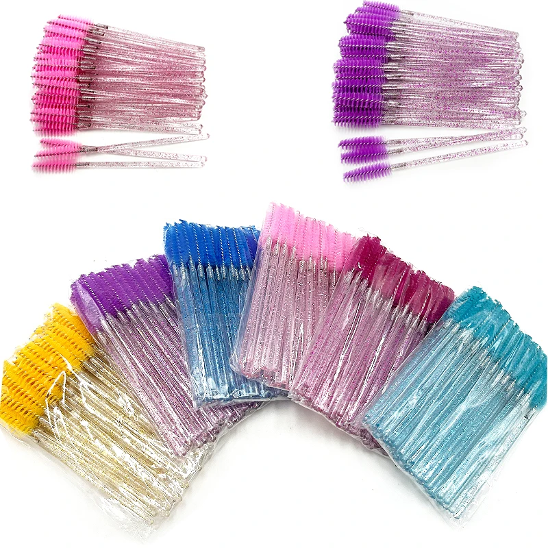 

50 шт., кисти для бровей, палочки для туши для ресниц, аппликатор, косметические кисти для ресниц, одноразовые товары для наращивания