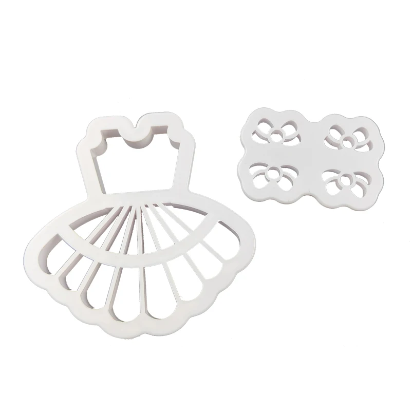 

Wedding DIY Princess Dress Biscuit Mold Woman Skirt Bow Cookie Cutters ABS Plastic Baking Moulds Baking Cake Decorating Tools