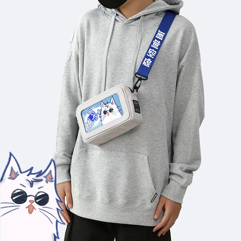 

Школьная сумка с японским аниме, серый ранец для учеников джуютсу, кавайное животное, кошка, дорожный мессенджер для косплея, рюкзак на плечо