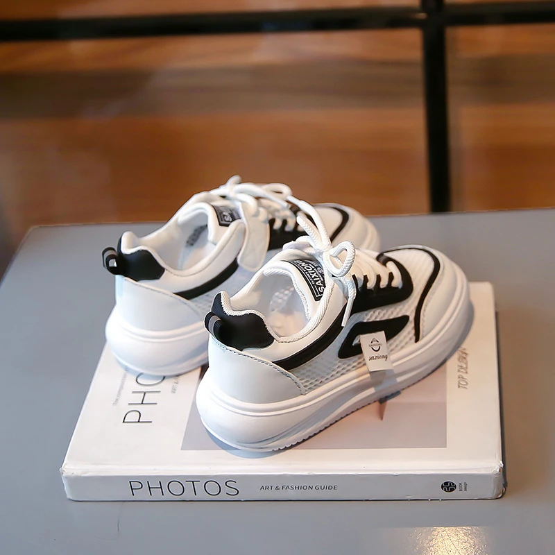 Дышащая повседневная обувь для детей с регулируемой застежкой на шнуровке и