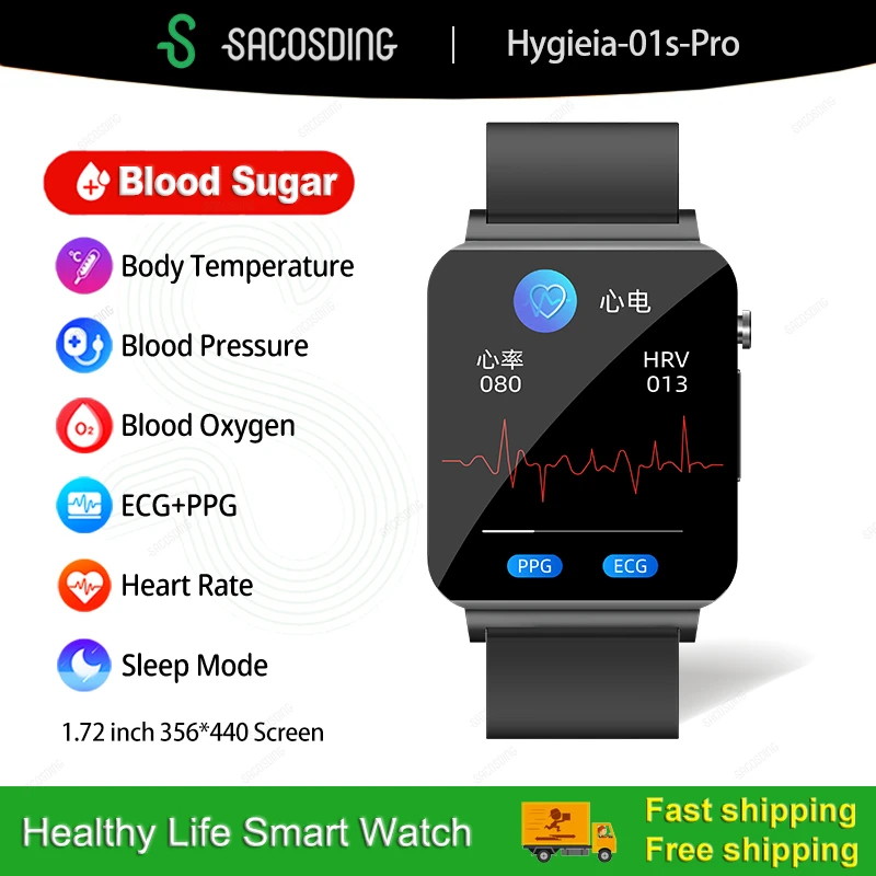 

Blood Sugar Smart Watches Men ECG+PPG Blood Pressure Blood Oxygen Body Temperature Heart Rate Fitness Sports Smartwatch Women