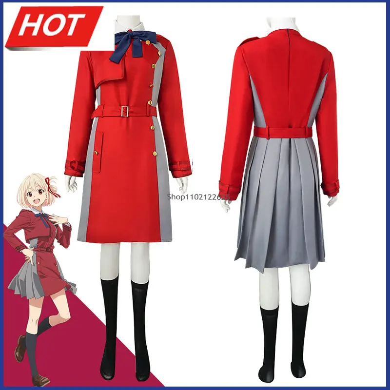 

Lycoris отдача nishikразы Chisato Косплей костюмы Красный униформа для прямой атаки аниме Школьный костюм для девочек JK Прямая поставка