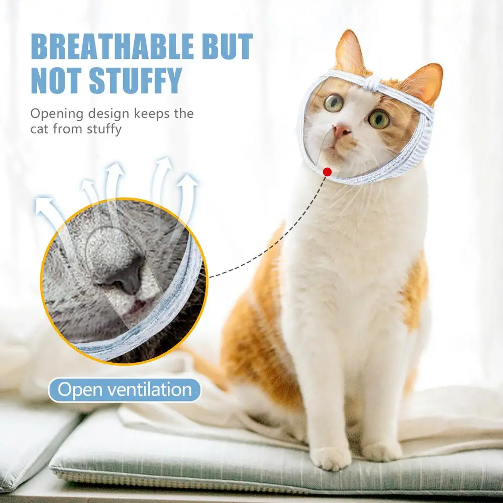 

Cat Transparent Face Covers Breathable Anti-bite Cat Supplies For Bathing Grooming Nail Trimming
