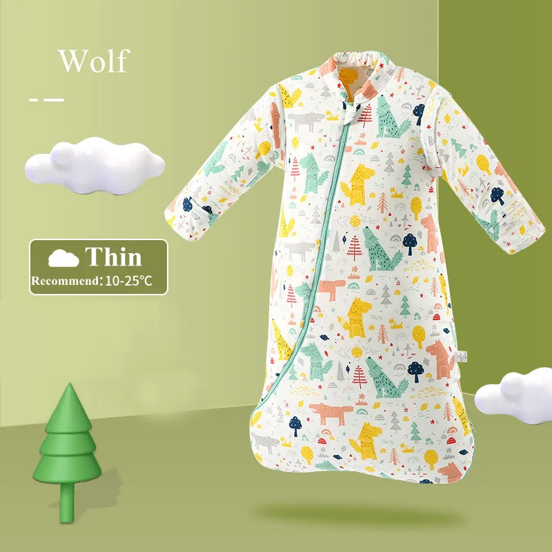 LZH 2022 Autumn Winter Sleeping Bag For Baby Pure Cotton Pajamas For Newborn Baby Boys Girls Clothes 0-5T Anti-Kick Sleeping Bag