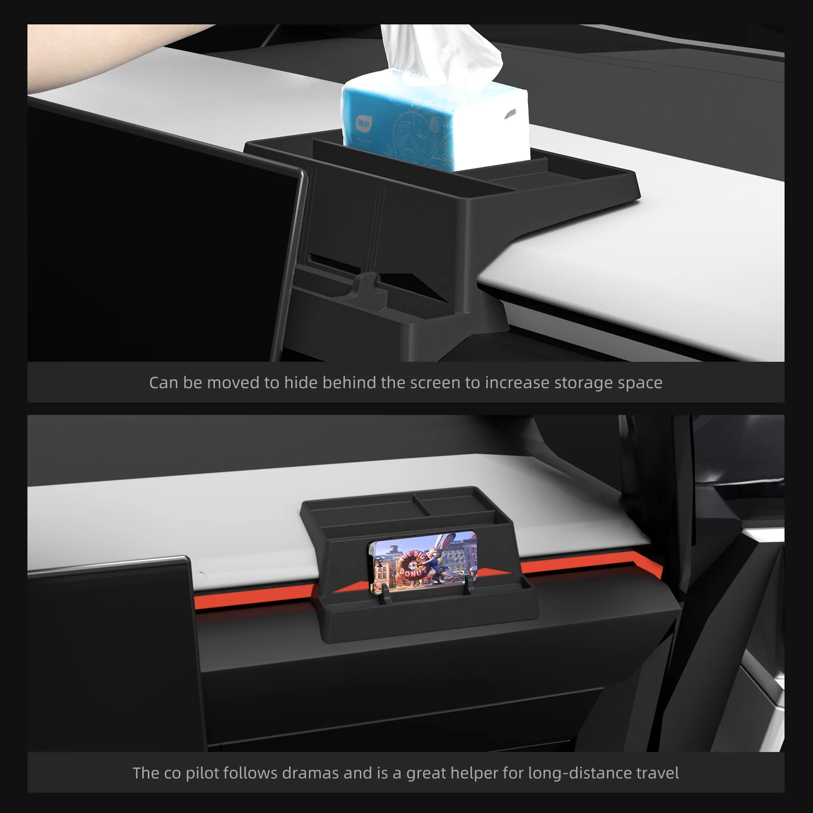 Для Tesla Cybertruck 2024-2025 ящик для хранения приборной панели автомобиля органайзер