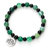 natural stone lotus charm beads bracelets for women agates tiger eye lava beads buddha beads bracelets men yoga healing jewelry