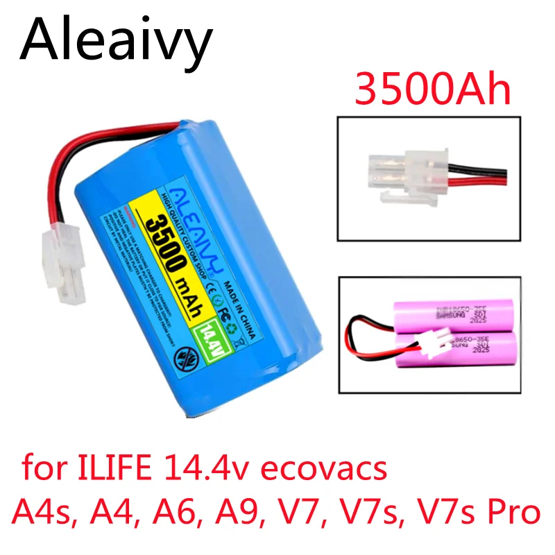 

14.8V 3500mAh 18650 Li-ion Rechargeable Battery Robot Vacuum Cleaner for ILIFE 14.4v ecovacs A4s, A4, A6, A9, V7, V7s, V7s Pro