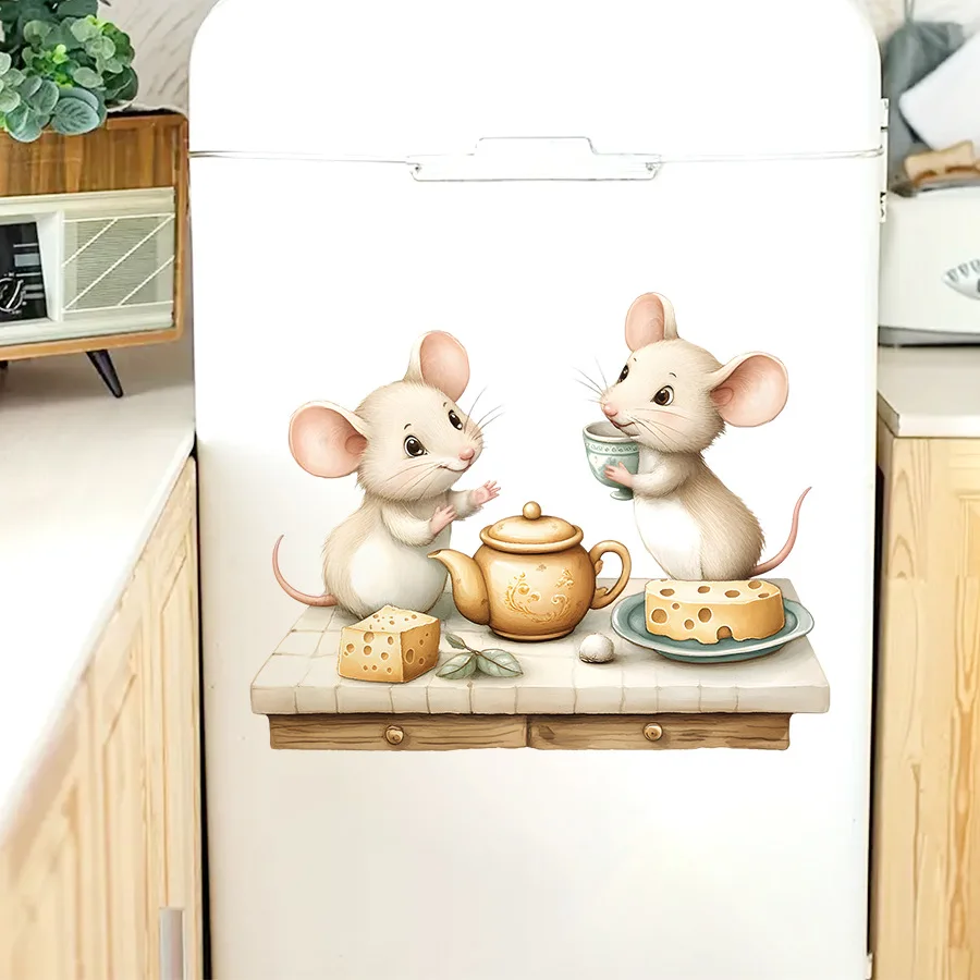 Мультфильм сыр ест мышь наклейка на холодильник кухня столовая фон декоративные