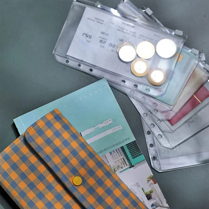 100 шт. прозрачные карманы для папок формата А6 6 отверстий папки на молнии сумки