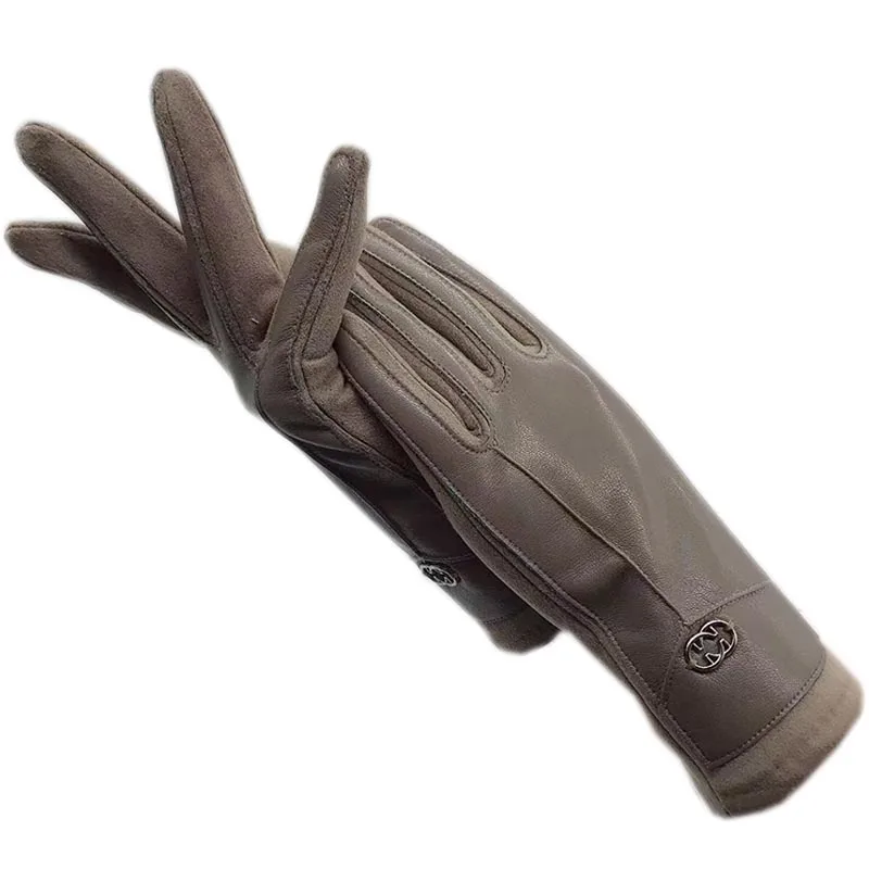 Женские зимние перчатки из искусственной кожи для сенсорных экранов, очень мягкие, черные, серые, бежевые, озерные, синие, светло-синие