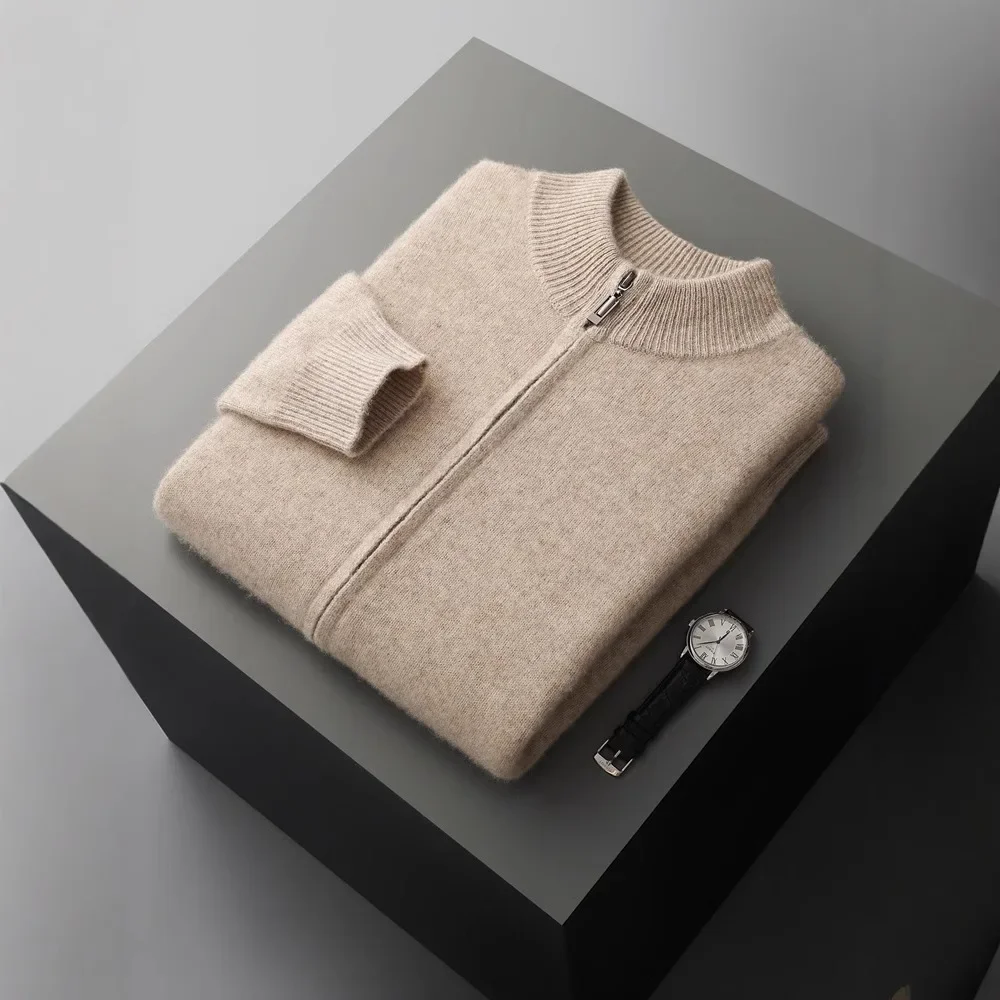 Осень/зима 2023 новый мужской утолщенный шерстяной кардиган с воротником-стойкой