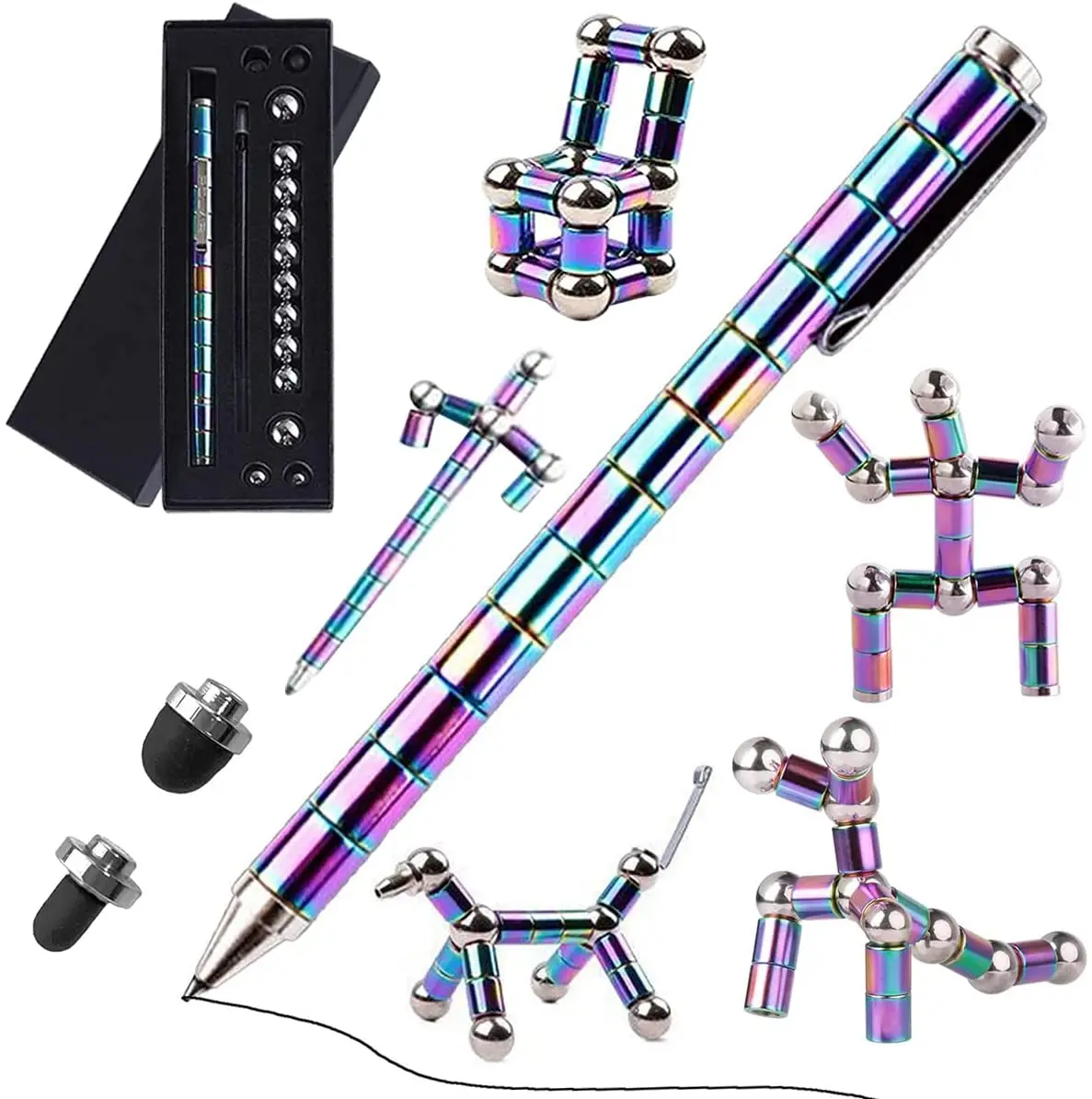 

New Magnetic Pen Polar Pen Sculpture Building Pen Fidget Gadgets Relieving Stress Boredom Office Creative Fun Magnetic Pen Gift