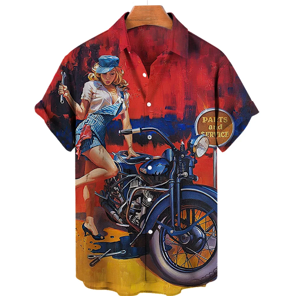 Summer Men's Shirt Vintage Fashion Beach Street Lapel Buttons Tops Oversized Streetwear Goth Clothing Hawaiian Shirt Cotton 5xl