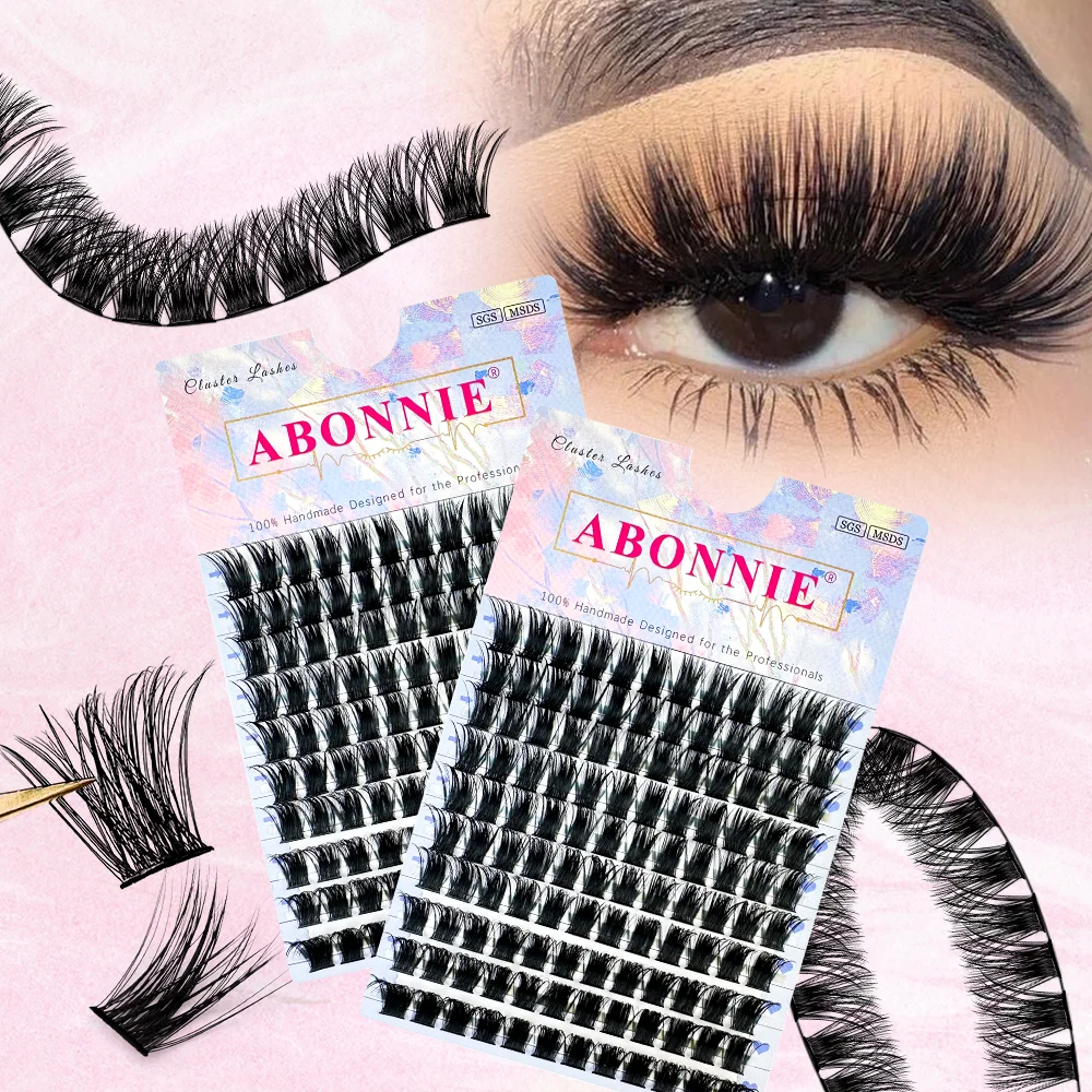 

Abonnie 30D/40D Cluster Eyelashes Individual Premade Volume Fans Lash Extensions Heat Bonded DIY Makeup Natural Lashes