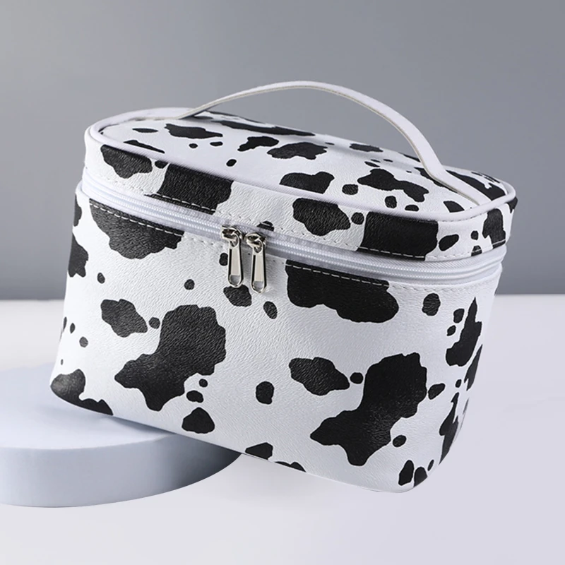 

Cow Pattern Waterproof Tote Bag Cosmetic Bag Portable Skin Care Product Wash Bag Creative Waterproof Travel Storage Bag