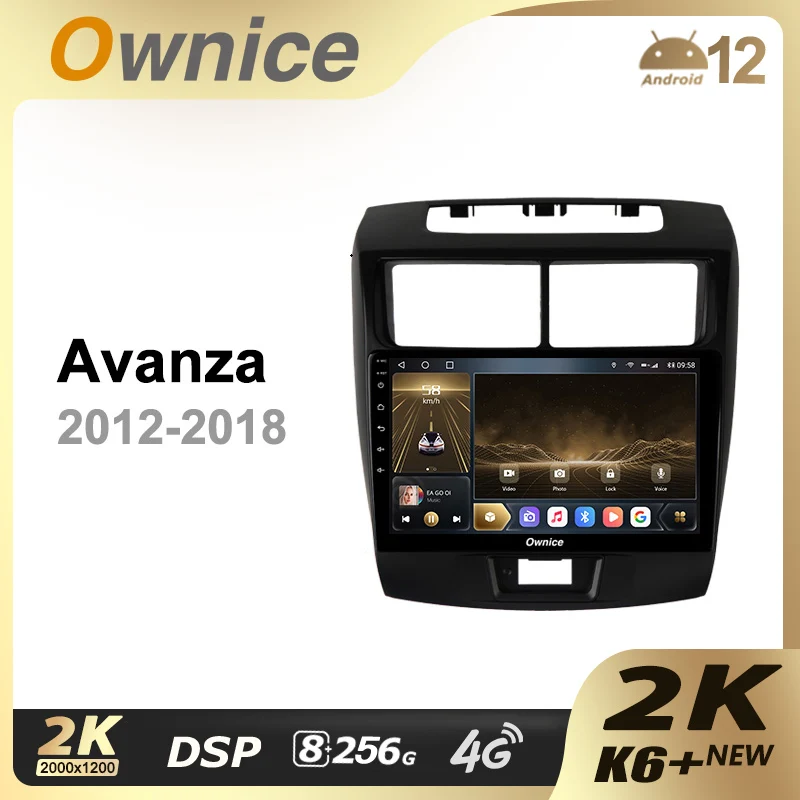 Ownice K6+ 2K для Toyota Avanza 2012-2018 8G+256G Android 12.0 Автомобильный радиоприемник Setero Auto Audio 360