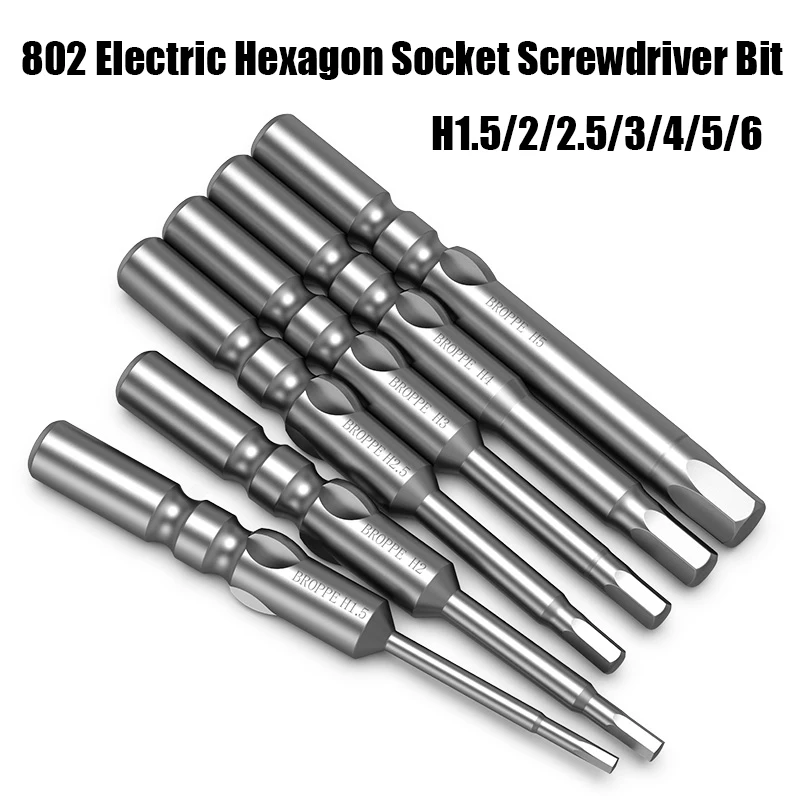 

10PCS H1.5-H6 802 Electric Hexagon Socket Screwdriver Bit 6MM Round Handle Strong Magnetism High Hardness Batch Head Tool Set