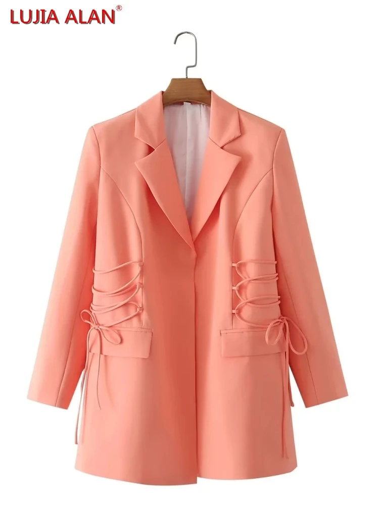 

Женский Повседневный костюм с карманами на завязках, свободная одежда с длинным рукавом LUJIA ALAN C1713, 3 цвета