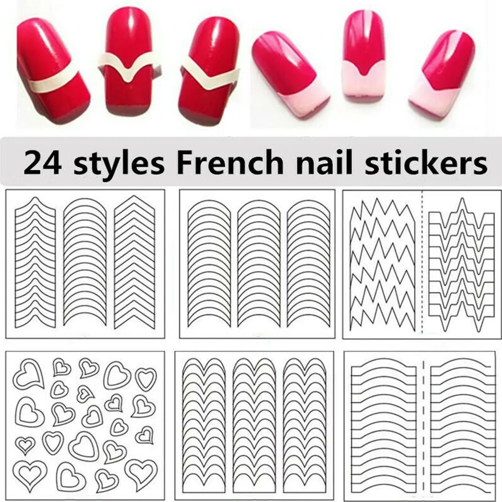 

Beauty Tools Nail Art Form Stickers Fringe Tips Inkjet Template Nail Stickers French Stencil DIY Manicure