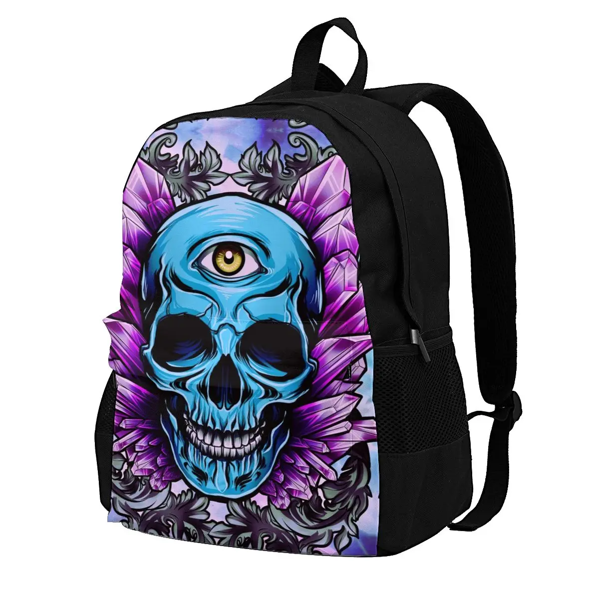 

Skull And Crystals Backpacks skeleton Female Pattern Funny Backpack Polyester Outdoor Bags