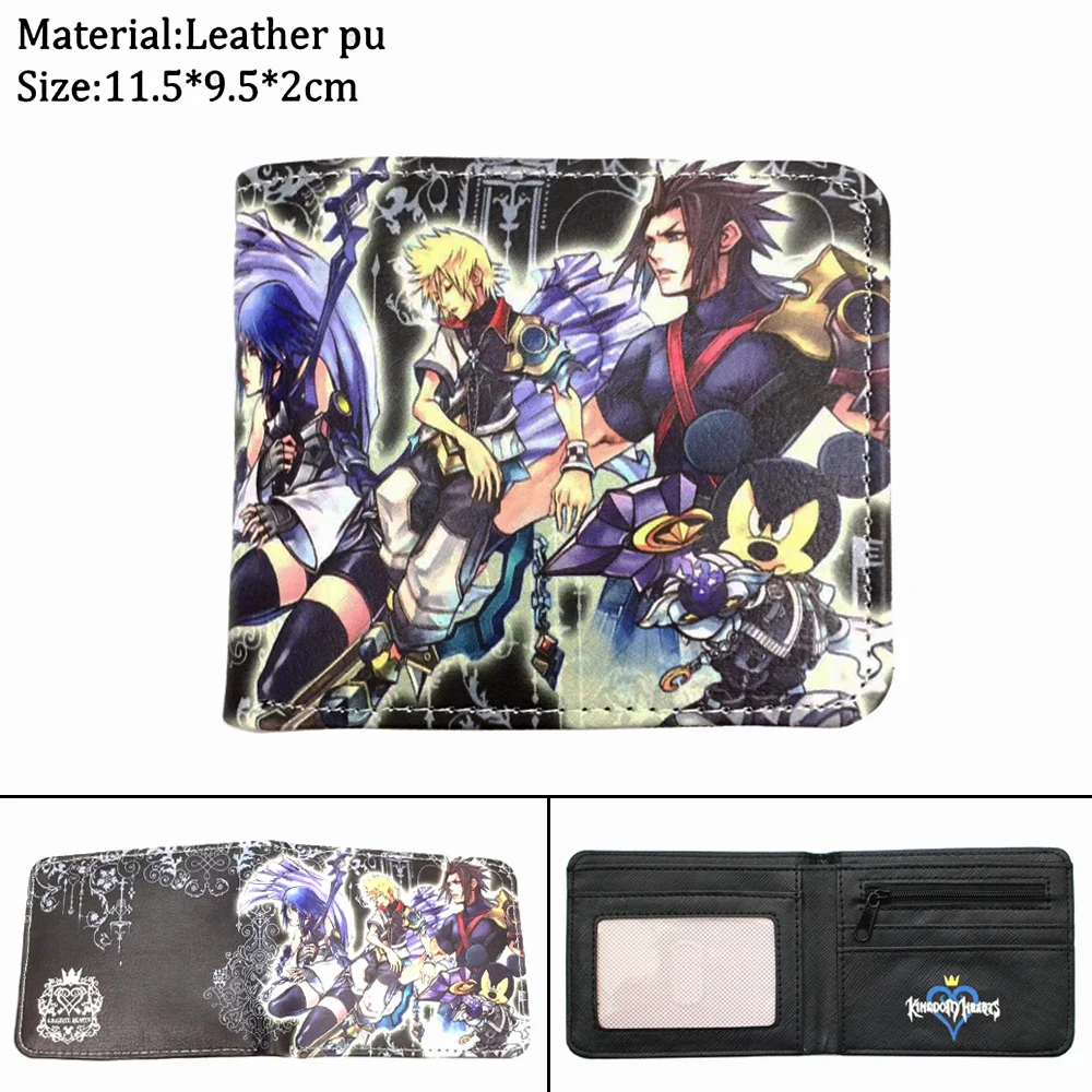 

Складной кошелек Kingdom Hearts из искусственной кожи для подростков, повседневный фотоальбом, короткий мультяшный держатель для монет на молнии ...