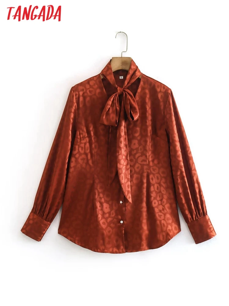 

Рубашка женская оверсайз с бантом и длинным рукавом, в стиле ретро