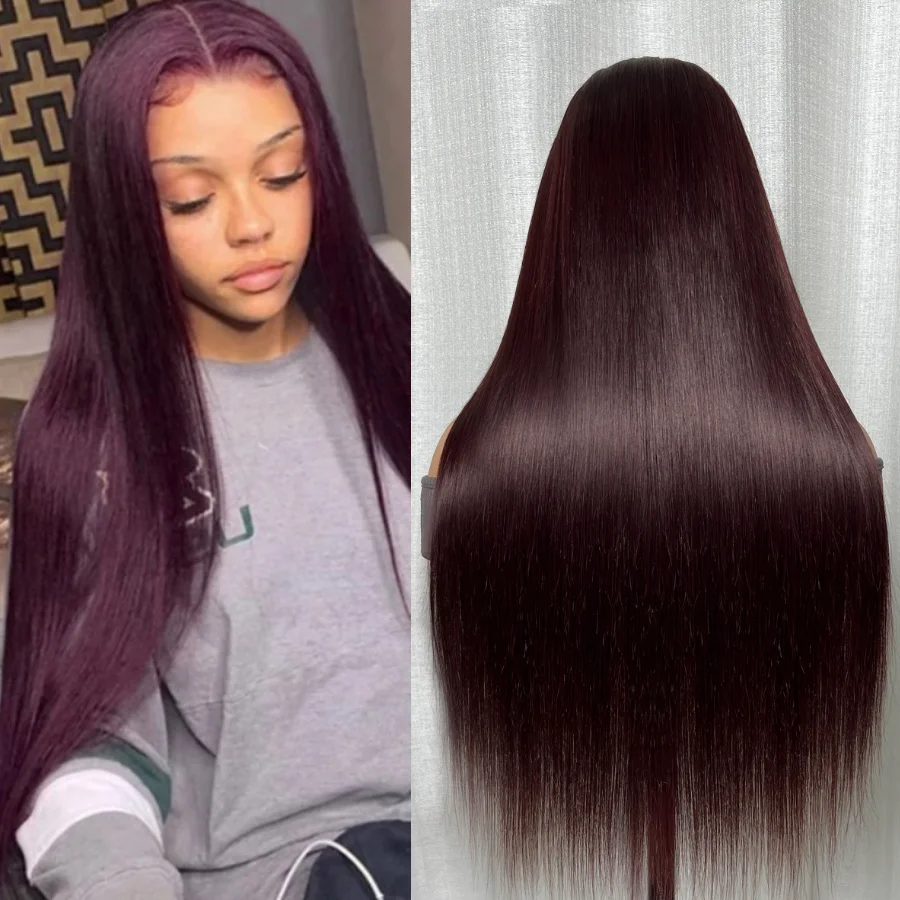 UNice Hair $119 Clearance Cheap Wig Dark Purple Plum 13x4 Lace Front Human Hair Straight Wig Deep Purple Frontal Wigs for Women