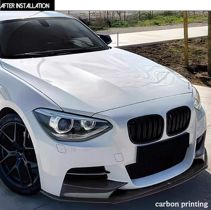 4 шт. глянцевый черный карбоновый принт передний бампер Cupspoiler Lip для BMW 2012-2014 Pre-LCI F20