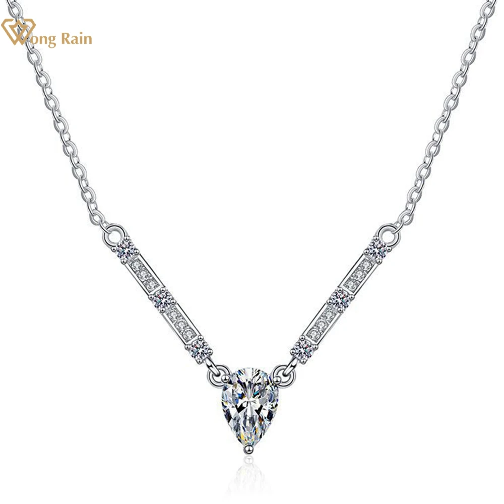 

Вонг дождь 925 стерлингового серебра D Цвет 1CT груша настоящий Муассанит бриллиантами драгоценный камень циркон для женщин кулон ожерелье юв...