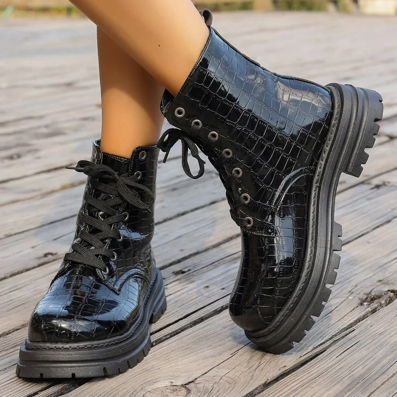 

Women's Shoes 2023 Brand Cross-tied Women's Boots Fashion Solid Casual Platform Hot Sale Round Toe Ankle Boots Shoes Female