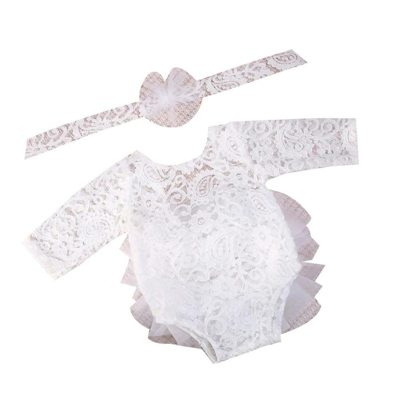 Трендовый сетчатый комбинезон для новорожденных с повязкой на голову детский