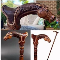 walking stick horse with saddle wooden cane animal wood carved walking cane 2022 handle crutches leading the elderly cane walker