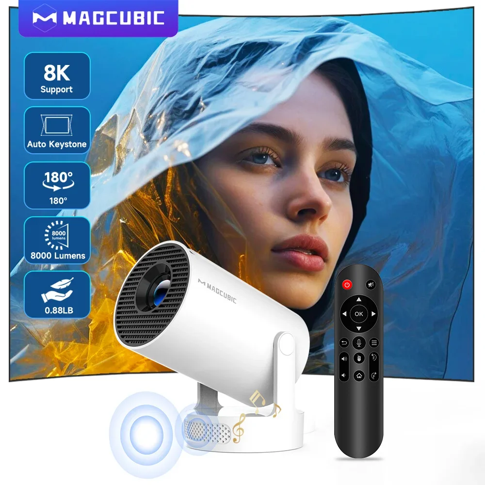 Фото Проектор Magcubic HY300Pro+ с голосовым управлением, AirMouse, 8K, Android 14, 8000 люмен, Wi-Fi 6, BT5.4, для кинотеатров и улицы №2