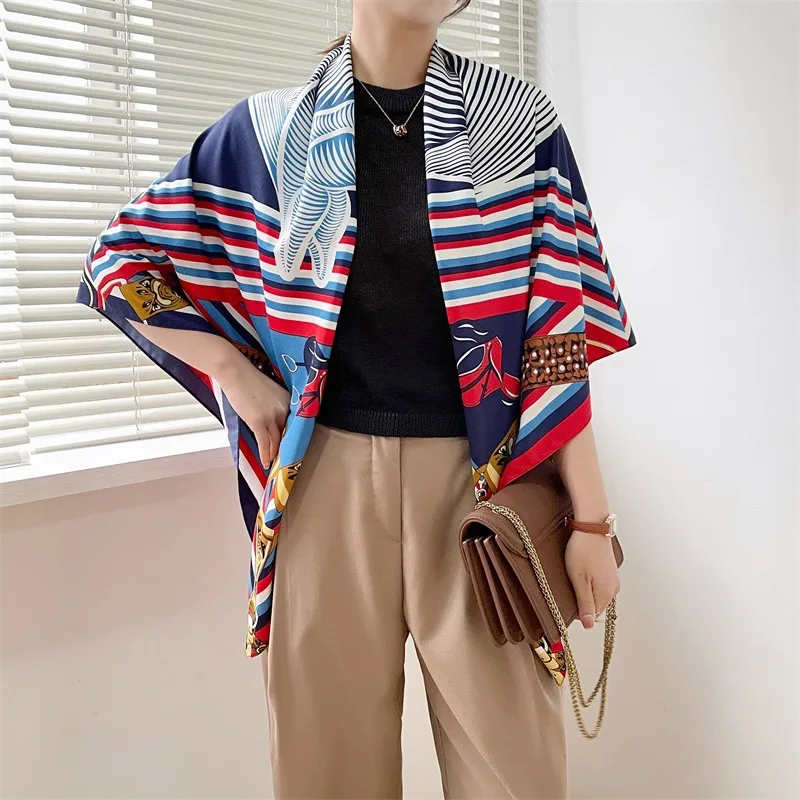 

Женский шёлковый шарф с принтом лошади, 130x130 см