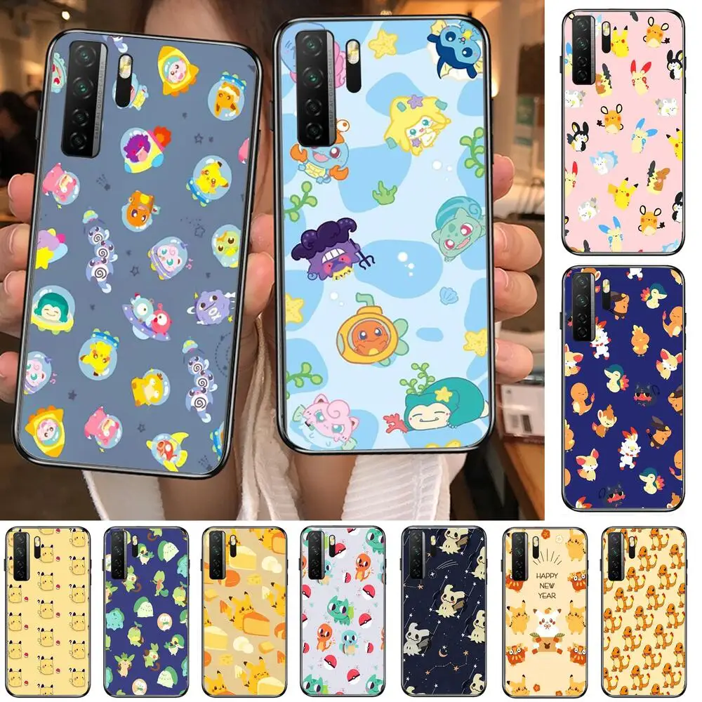 

kawaii Pokemon lovely Black Soft Cover The Pooh For Huawei Nova 8 7 6 SE 5T 7i 5i 5Z 5 4 4E 3 3i 3E 2i Pro Phone Case cases