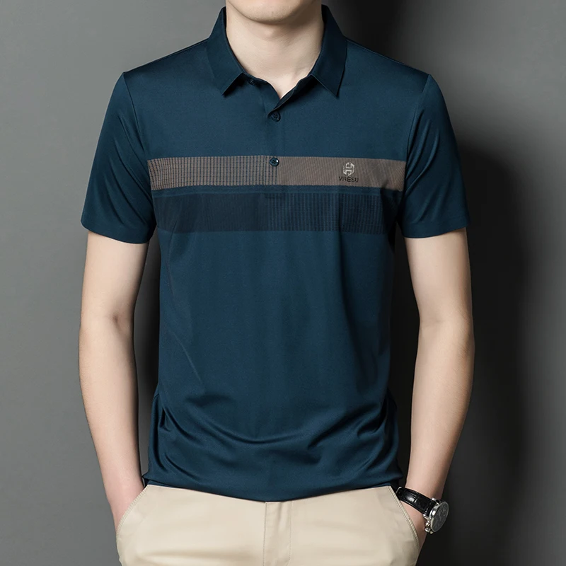 High End Luxury Korean Male Polo Shirt Designer Slim Fit Logo Tshirts Cool Tops Summer Short Sleeve Business Soft Classic Casual