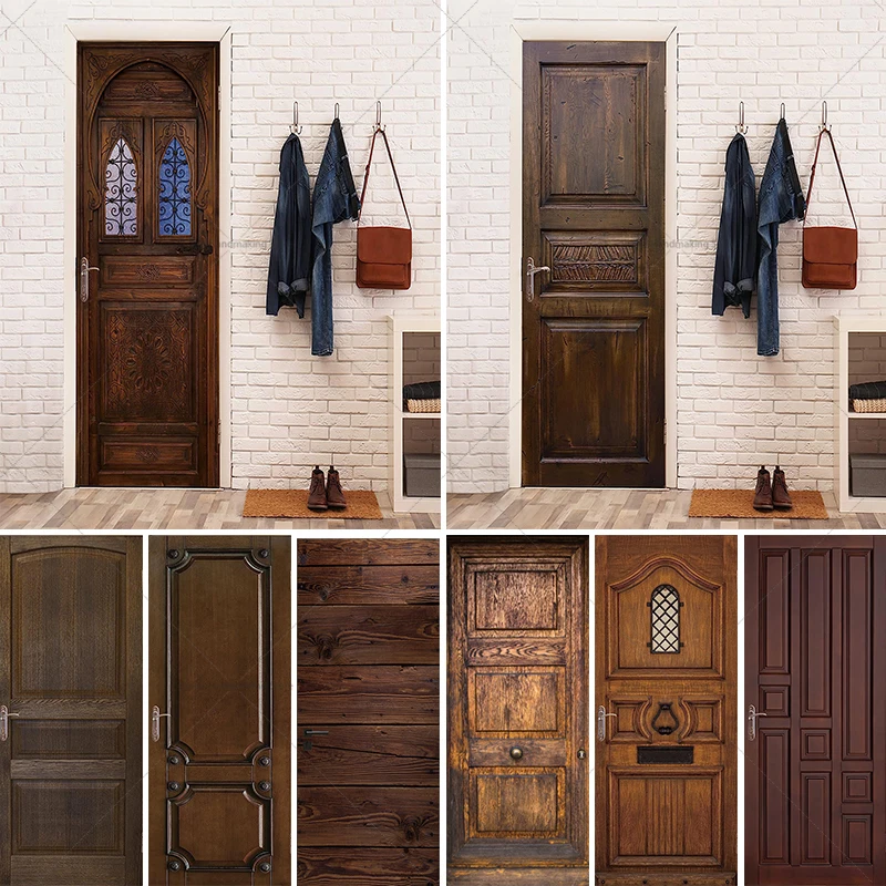 Наклейка на дверь с имитацией деревянной двери виниловая водостойкая