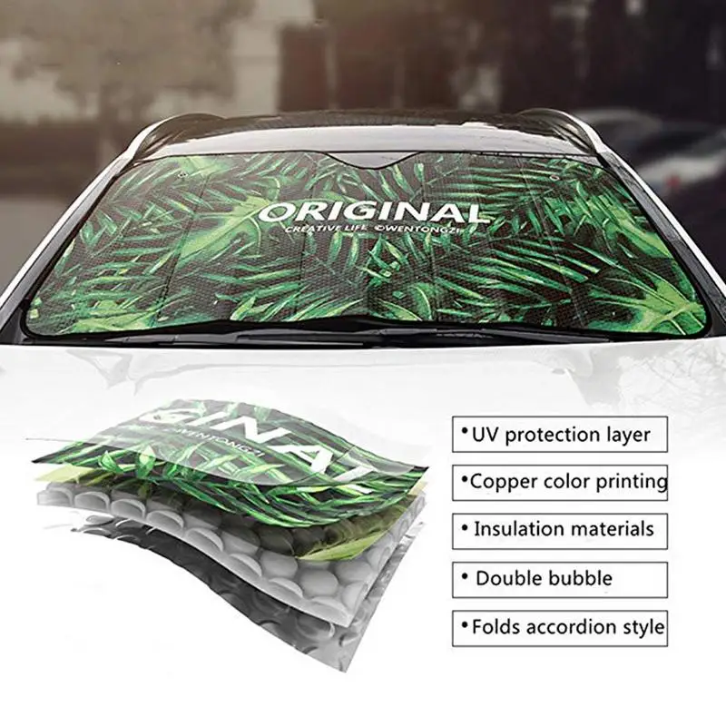 

70X130CM Rainforest Car Windshield Sun Shade Universal Fit Car Sunshade-Keep Your Vehicle Cool UV Sun And Heat Reflector