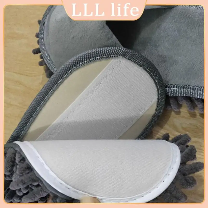 

Cleaning Tools Lazy Floor Sweeping Slippers Open Toe Solid Color Home Floor Mopping Shoe Cover Short Velvet Plush Mop Stripes