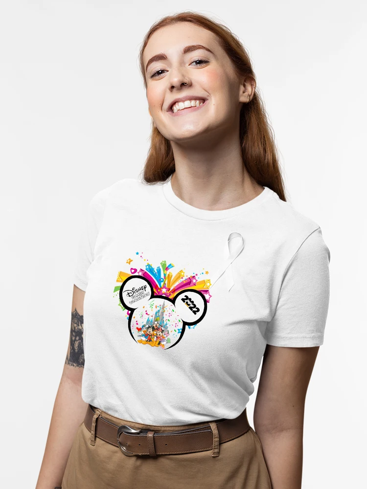 

Disney Mickey Mouse Family Vacation Women's T-Shirts Summer 2022 Spain Hipster Clothes T Shirt Fashion Short Sleeve Ropa Mujer
