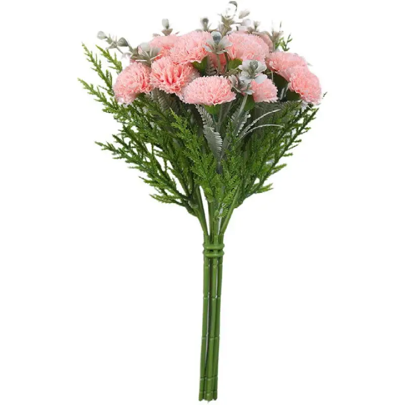 

Silk Carnation Artificial Flower Bouquet Mother's Day Gift Bouquet Home Desktop Decoration Wedding Layout Fake Flowers Carnation