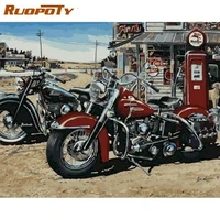 ruopoty oil painting by numbers motorcycle scenery picture by number handmade 60x75cm frame on canvas home decor photos