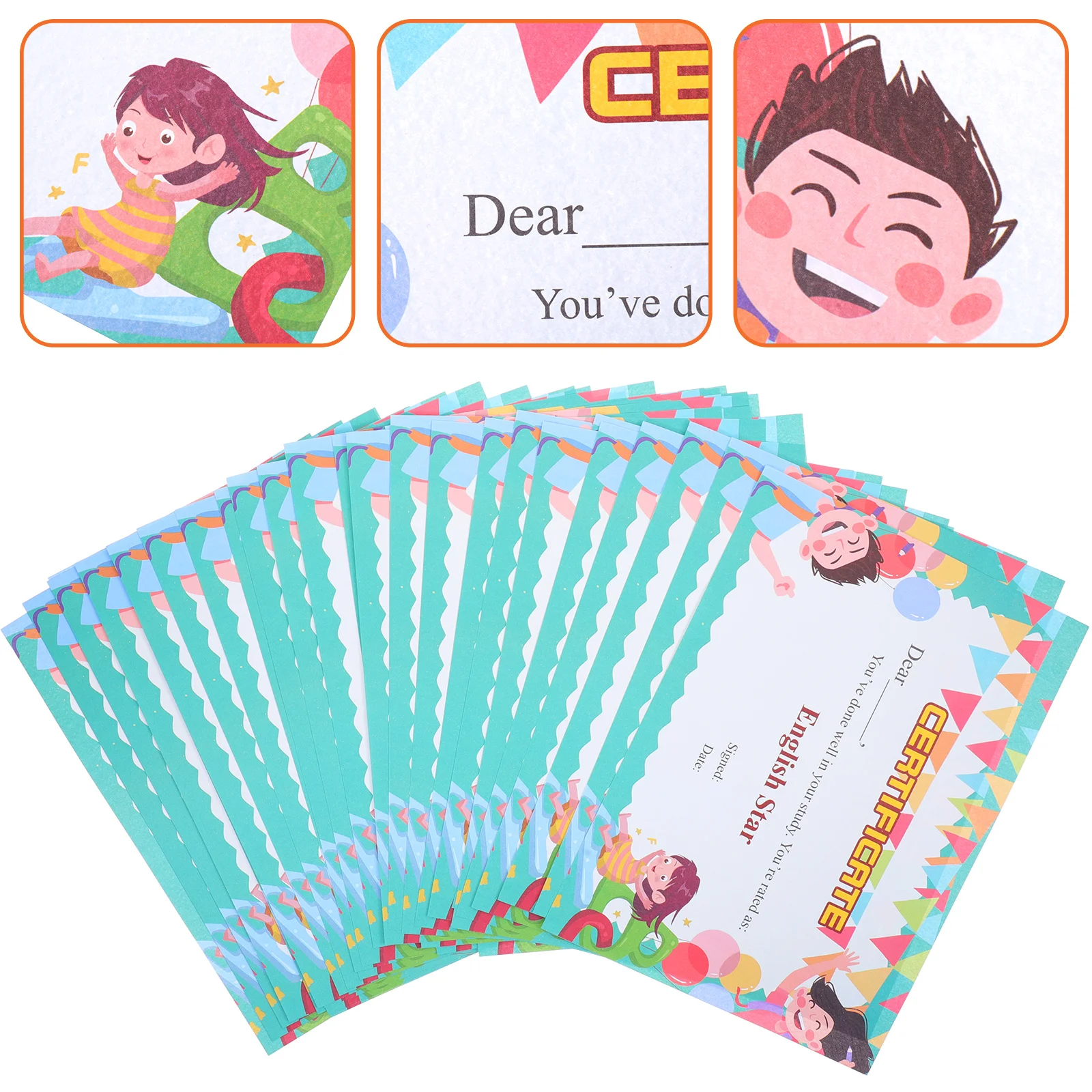

50 Pcs Certificate Completion Kindergarten Diploma Certificate Gift Certificates Commendation Card Cartoon Students Award Paper